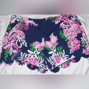 Lilly Pulitzer Navy Blue and Pink Floral Shorts